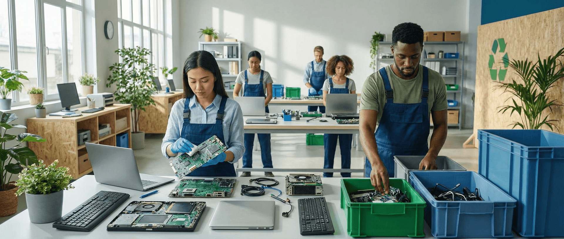 Equipamentos eletrônicos organizados para coleta e reciclagem